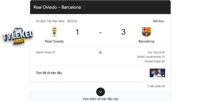 Cán cân đối đầu Barcelona gặp Real Oviedo